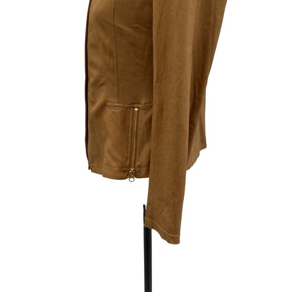 Clara‎ Sun Woo Liquid Leather Moto Jacket Camel Tan Size XS - Picture 8 of 14